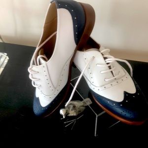 Wing Tip Shoes in Navy & White